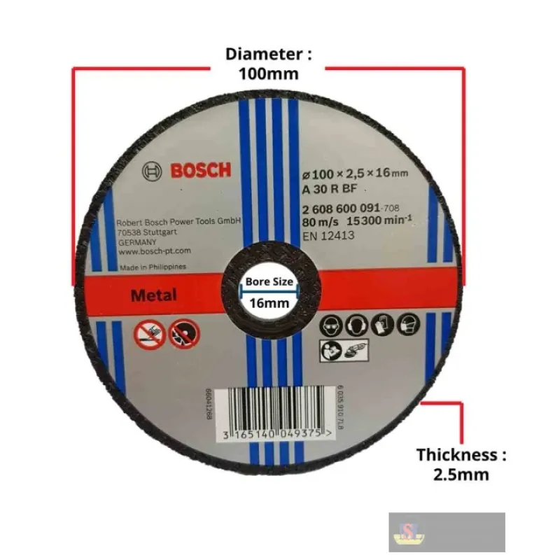 Bosch Expert For Cutting Disc With Straight Centre, 100 Mm, 16,00 Mm, 2,5 Mm