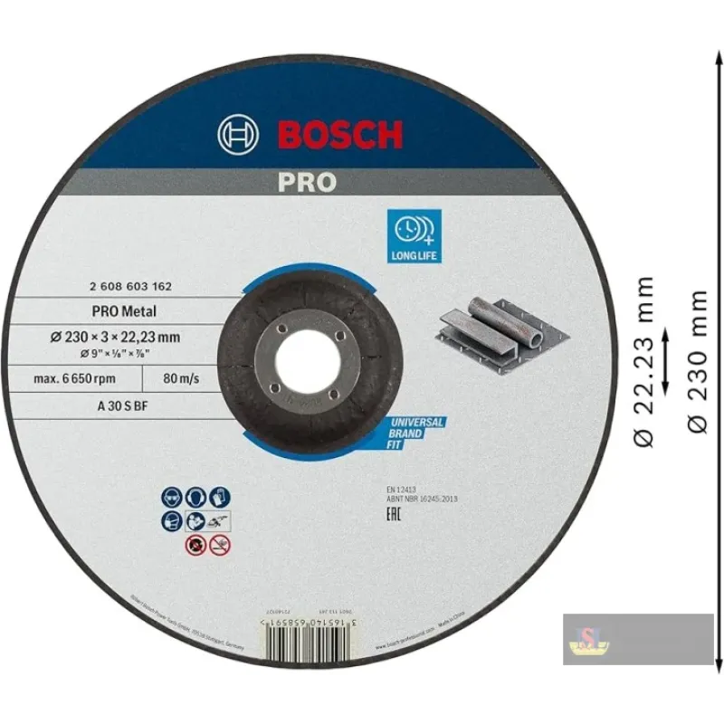 Bosch Standard For Cutting Disc With Depressed Centre, 230 Mm, 22,23 Mm, 3,0 Mm