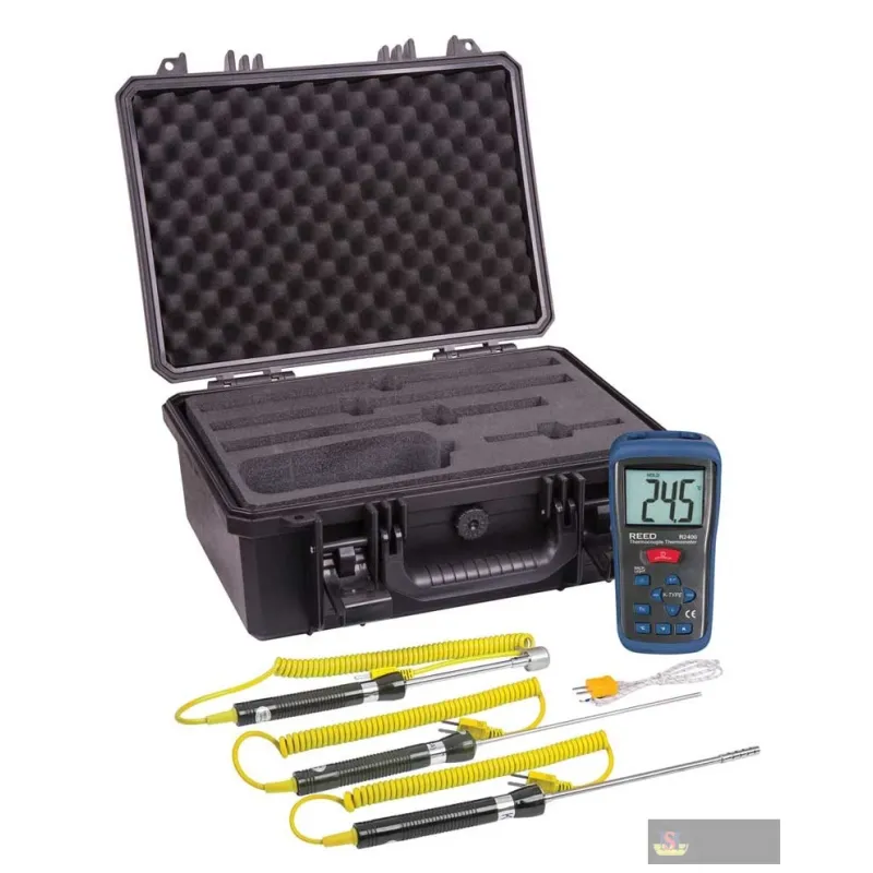 Reed R2400-kit Thermometer, Thermocouple with 3 Probes and Case, Kit