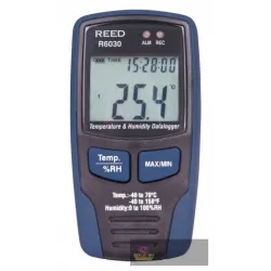 Reed R6030 Temperature & Humidity Datalogger, Lcd, -40/158f, -40/70c, 0-100%rh