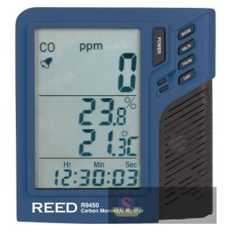 Reed R9450 Carbon Monoxide Meter with Temp/humidity, Desktop