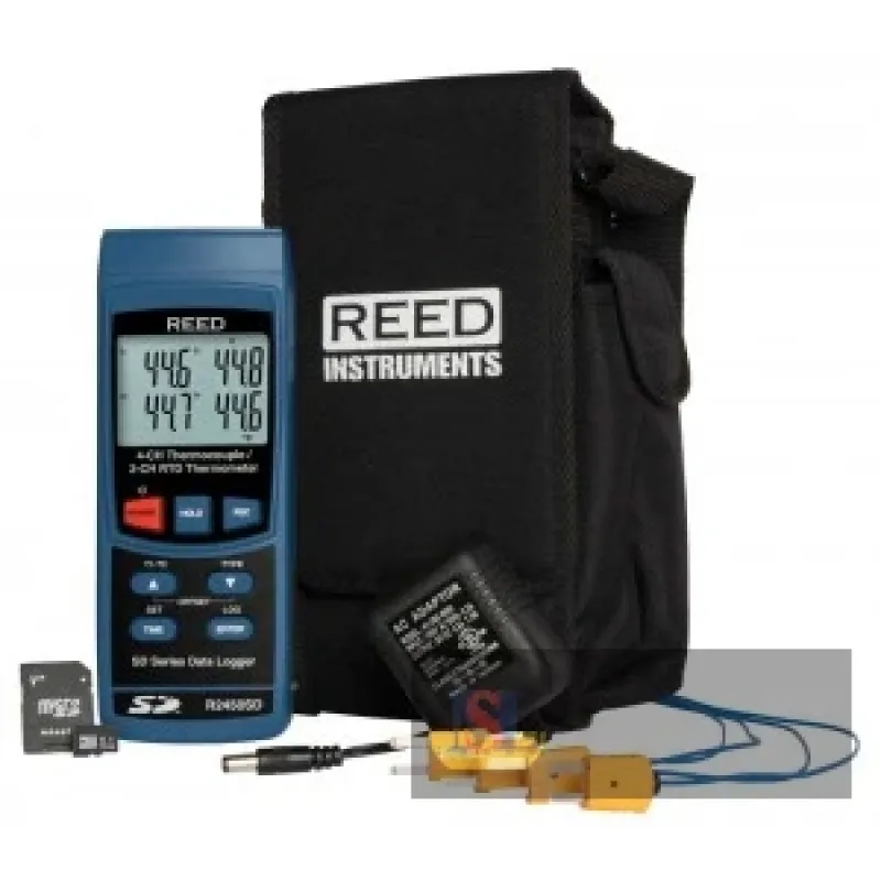 Reed R2450sd-kit3 Data Logging Thermometer with Sd Card, Power Adapter and 4 Thermocouple Probes