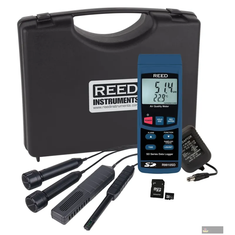 Reed R9910sd-kit Data Logging Indoor Air Quality Meter with Power Adapter and Sd Card