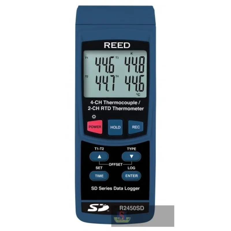 Reed R2450sd Data Logging Thermometer, 4-ch Thermocouple, 2-ch Rtd