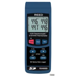 Reed R2450sd-nist Data Logging Thermometer, 4-ch Thermocouple, 2-ch Rtd W/nist Cert