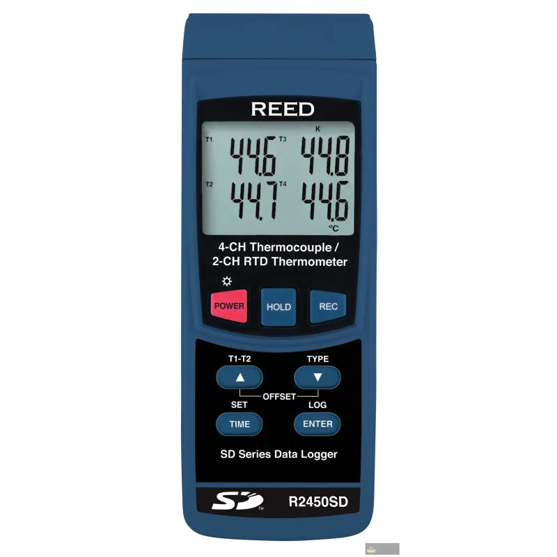 Reed R2450sd-nist Data Logging Thermometer, 4-ch Thermocouple, 2-ch Rtd W/nist Cert