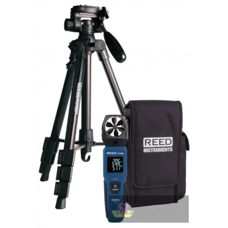 Reed R1600-kit Vane Anemometer, Bluetooth Smart Series with Tripod and Carrying Case