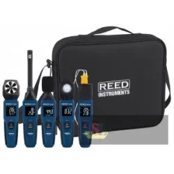 Reed R16x0-kit Smart Series Kit, Thermo-hygrometer, Sound Meter, Light Meter, T/c Thermometer and Anemometer W/case