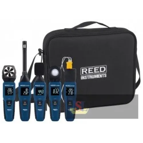 Reed R16x0-kit Smart Series Kit, Thermo-hygrometer, Sound Meter, Light Meter, T/c Thermometer and Anemometer W/case