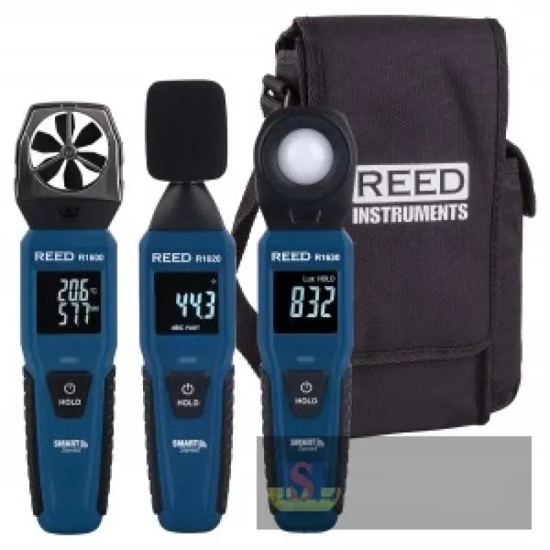 Reed R16x0-kit2 Smart Series Environmental Kit, Anemometer, Sound Meter, Light Meter and Carrying Case